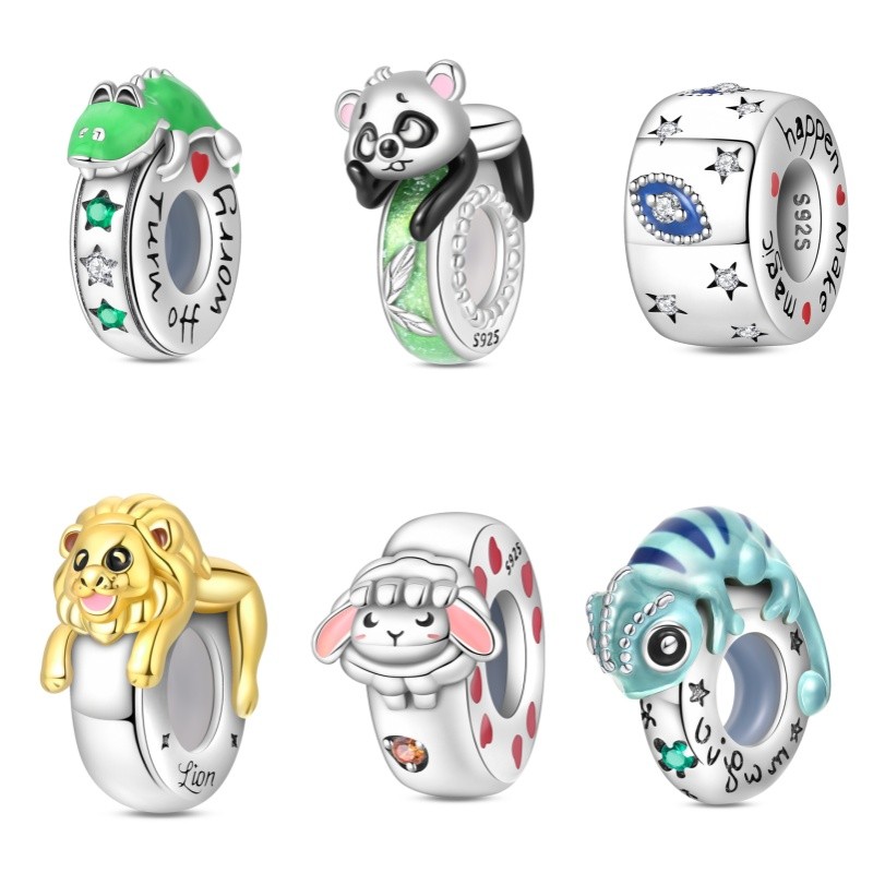 Pulseira pulseira frisada S925 prata esterlina camaleão espaçador contas compatível pulseira DIY jóias fazendo presente