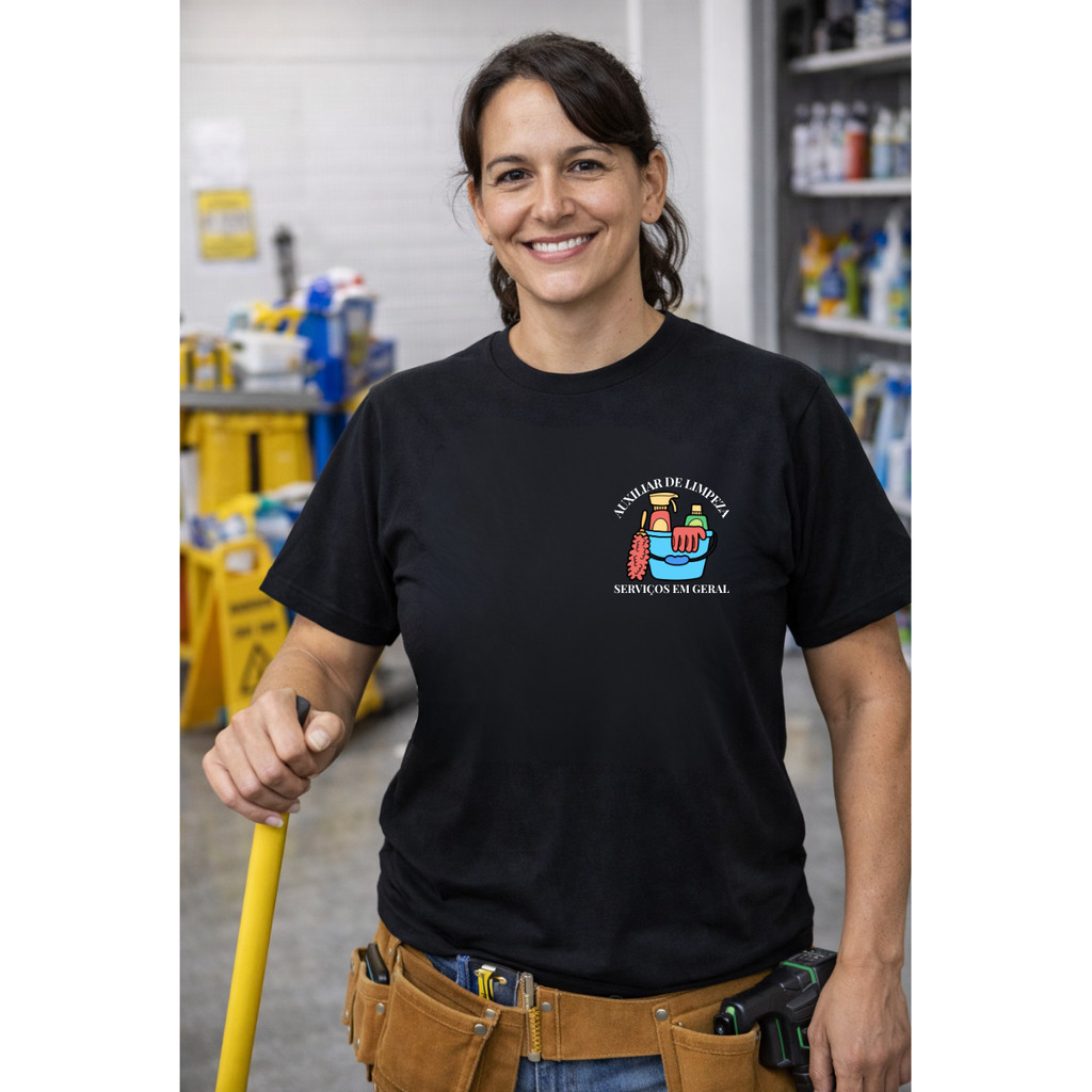 Camiseta De Trabalho Auxiliar de Limpeza Uniforme Profissional Autônomo em Oferta na Shopee