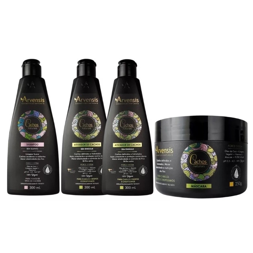Kit Arvensis Cachos Shampoo + 2 Ativador Crespo + Máscara