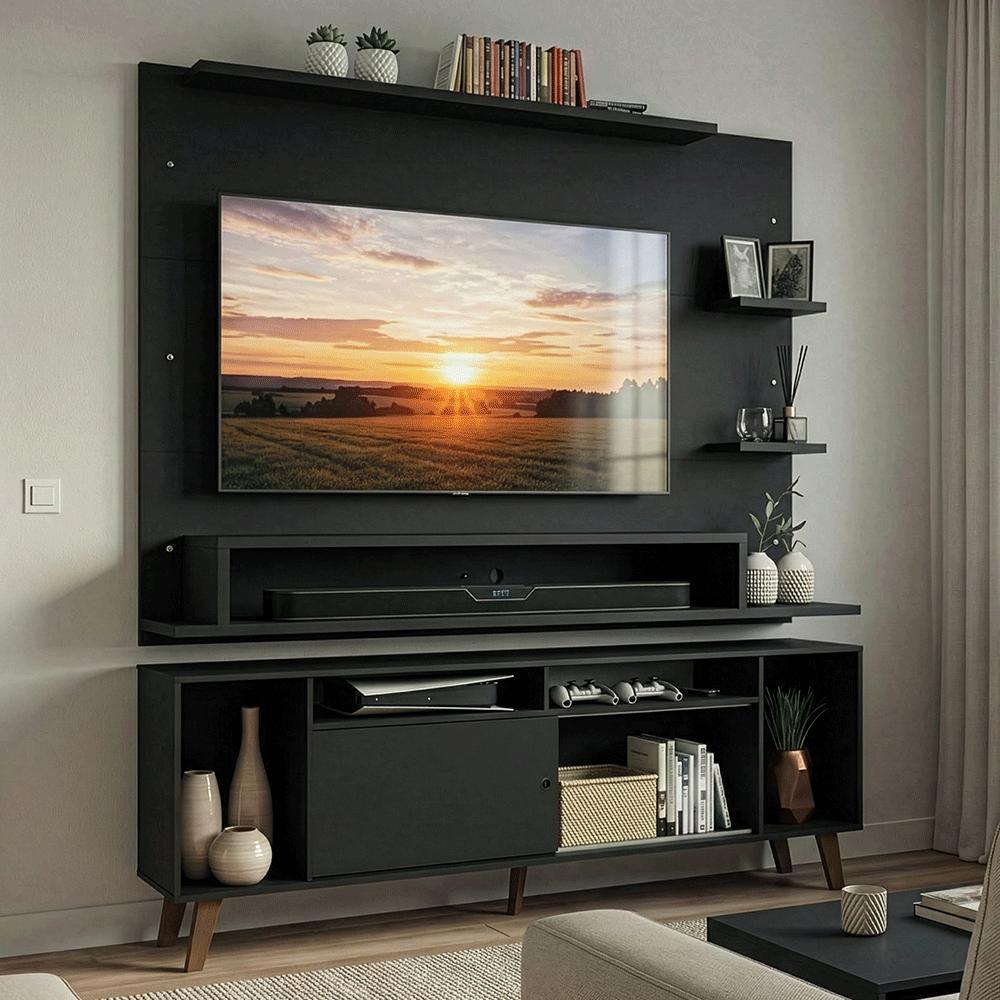 Rack com Painel para TV até 60 Polegadas 180 cm com Pés Cancun Madesa