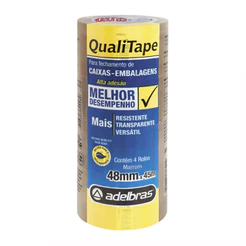 Fita para embalagem Marrom 48mmX45m com 4 rolos Qualitape Adelbras