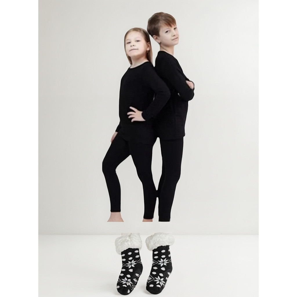 Roupa Térmica Neve Infantil Fleece Calça+blusa+meia Pelúcia