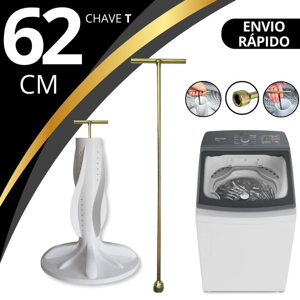 Chave T 10mm Longa 62cm para Maquina de Lavar Agitador Brastemp Electrolux