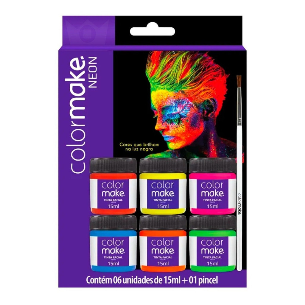 Tinta Facial Neon Fluorescente Liquida Com 6 Cores ColorMake