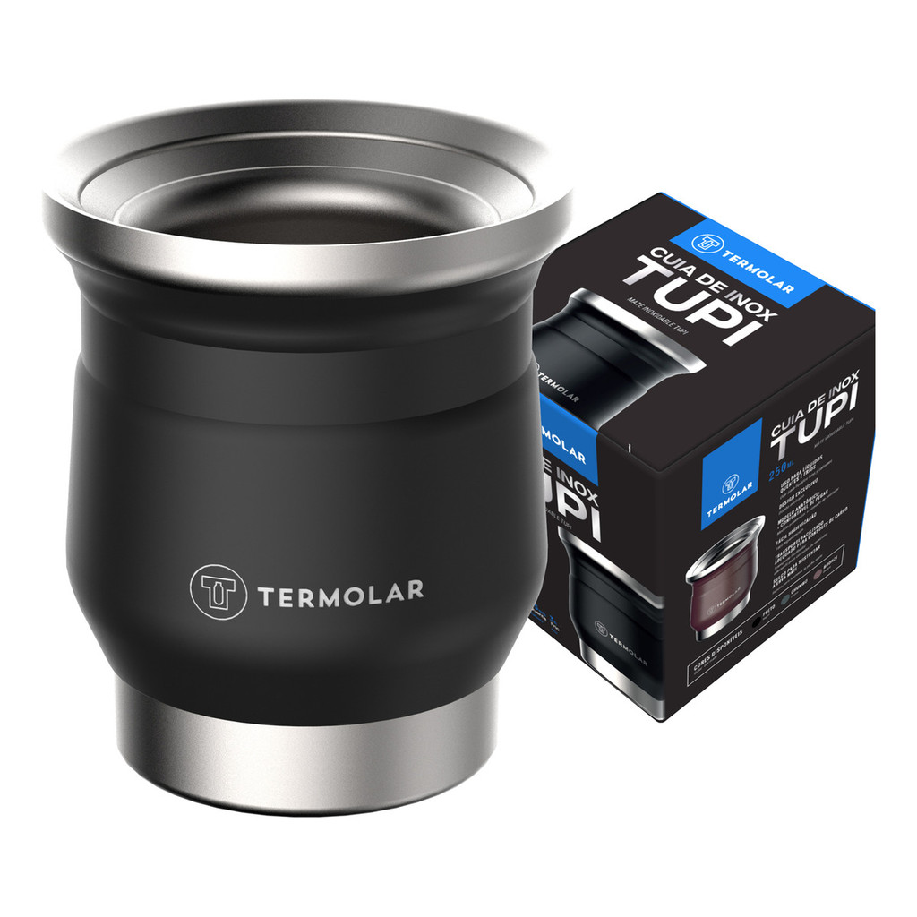 Cuia Térmica Inox Tupi 250ml Preta Tereré Chimarrão Termolar