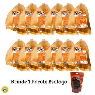 Kit Pacote de 12 Orelhas Bovina Mordedor Desidratado  DIP DOG + Brinde Esofago em Oferta na Shopee