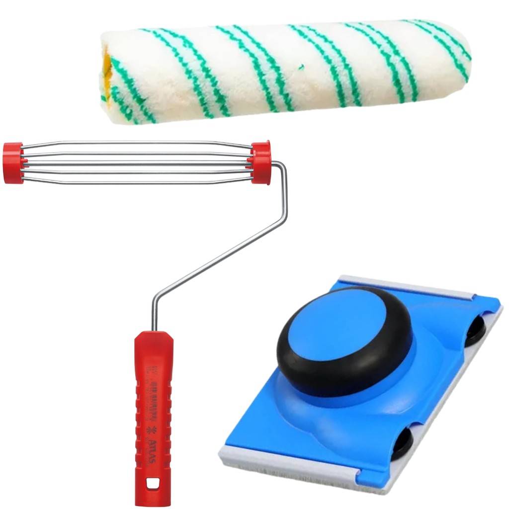 Kit Pad Flocado Ângulo Fixo para Recortes Pegada Rotativa com Suporte Garfo 23cm e Rolo 23cm Poliamida 8mm Atlas