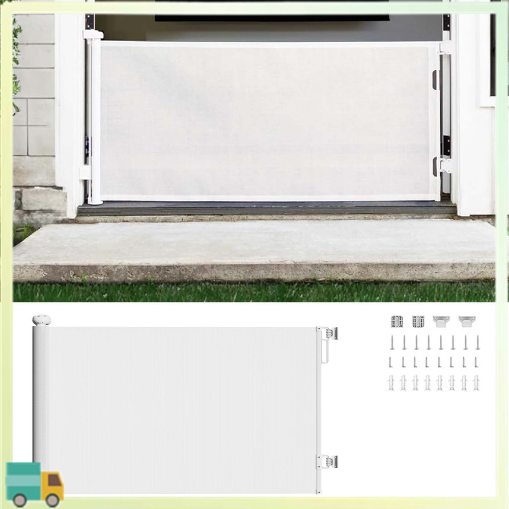 Porta retrátil do bebê branco diamante-livre escada cerca multifuncional rede protetora isolamento interno 1.5m