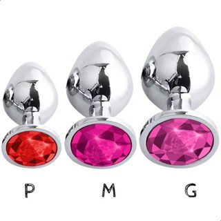 Plug Anal Dilatador em Aço inox Polido com Detalhe de Joia na Base P M G em Oferta na Shopee