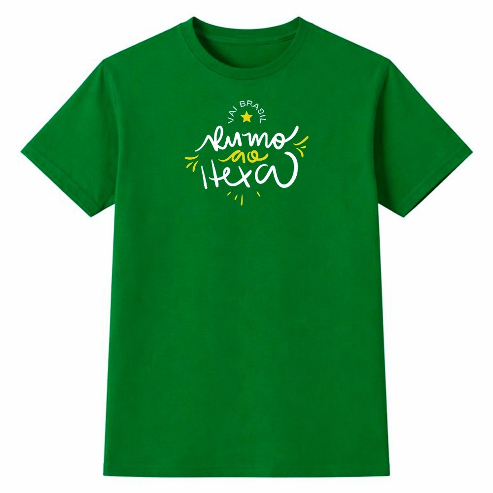 Camiseta Feminina 100% Algodão Camisa Rumo ao Hexa Brasil Copa do Mundo Futebol Seleção Moda Diaria