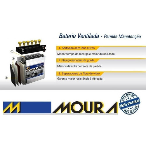 Bateria Moto Yamaha Crypton 105 / Xtz 125 Moura Mv5-d Yb5l-b — imagem 2 de 2