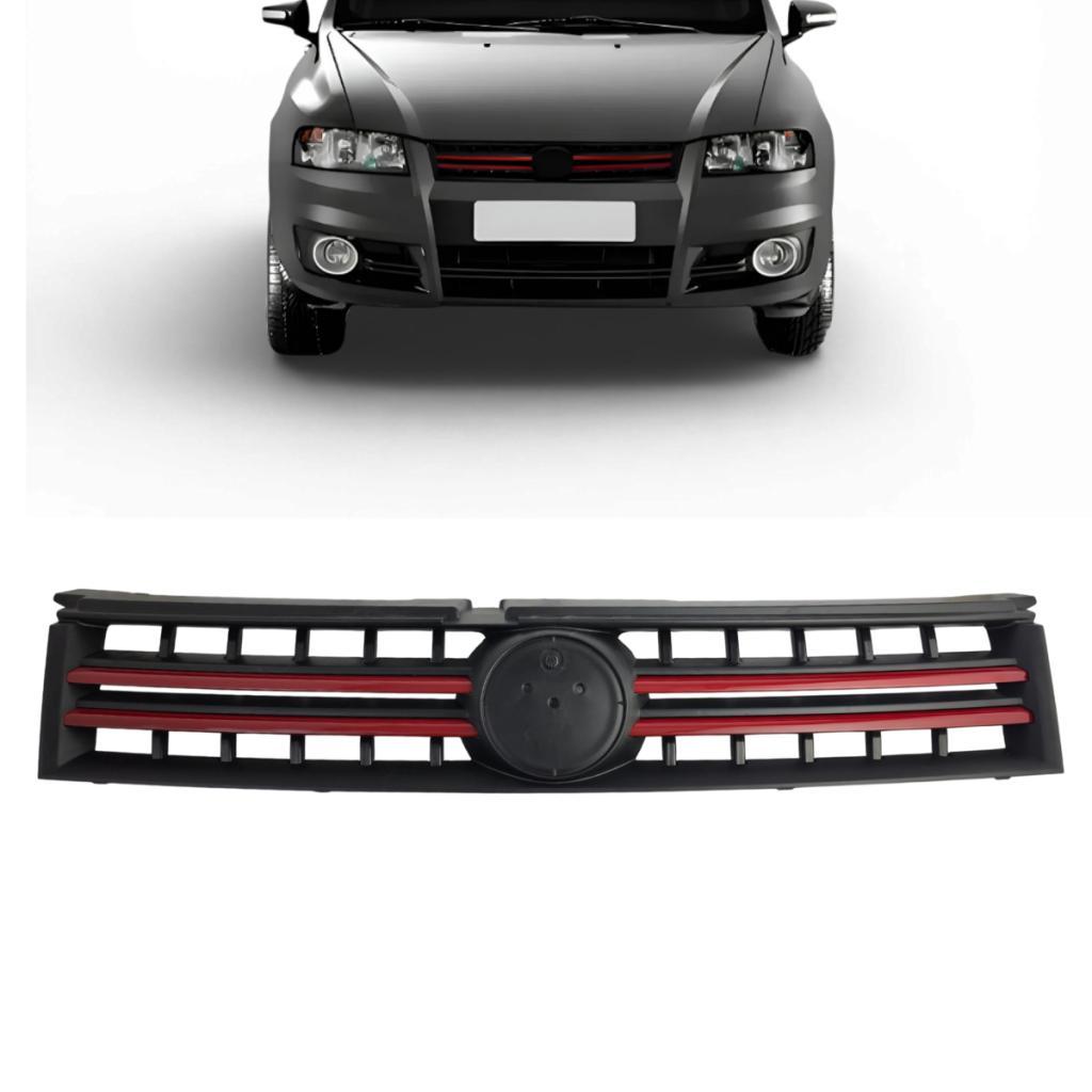 Grade Dianteira Fiat Stilo 2007 A 2011 Preta Friso Vermelho