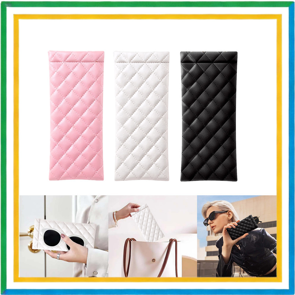 Estojo portátil para óculos de apertar de 1/2 peça, couro macio, bolsa para óculos de sol, bolsa de armazenamento