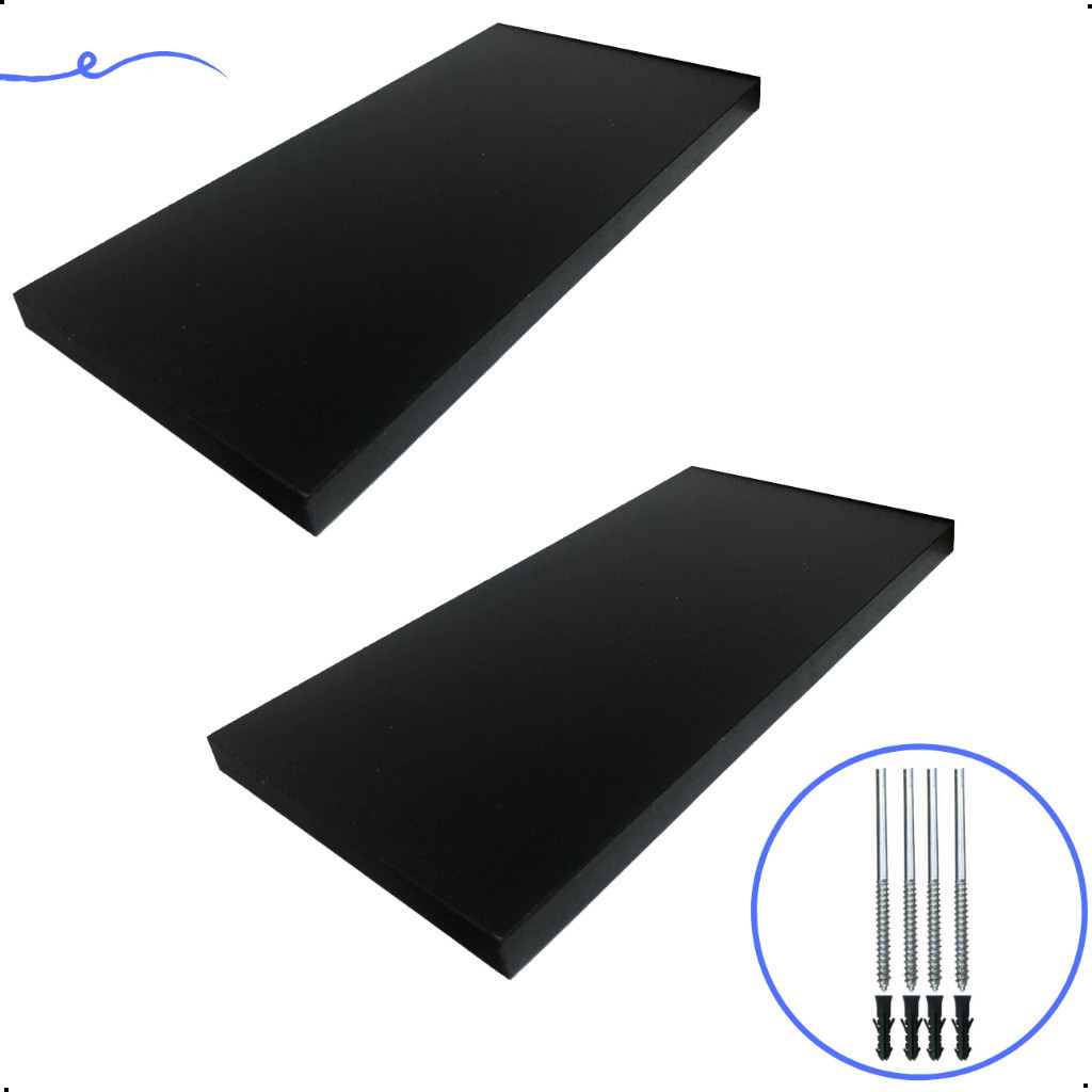 Kit 2 Prateleira Preta 30X15 + Suporte Flutuante Mdf  Organizadora Decoração Cozinha Banheiro Sala em Oferta na Shopee