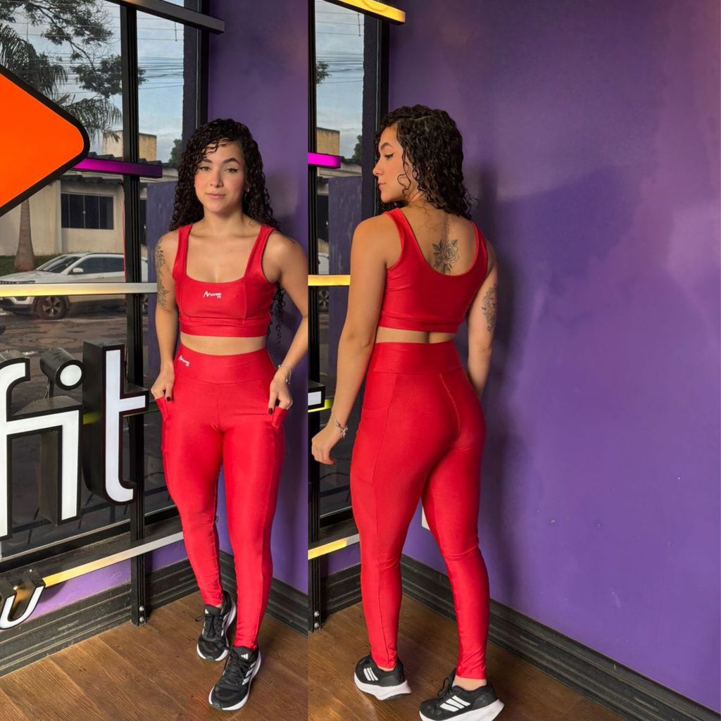 Conjunto de Academia Feminino Fitness/Corrida Calça Legging Zero Transparência com Cintura Alta em Oferta na Shopee