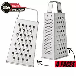 Ralador Inox 4 Faces Multiuso Reforçado | Utensílio de Cozinha para Queijo, Legumes e Verduras