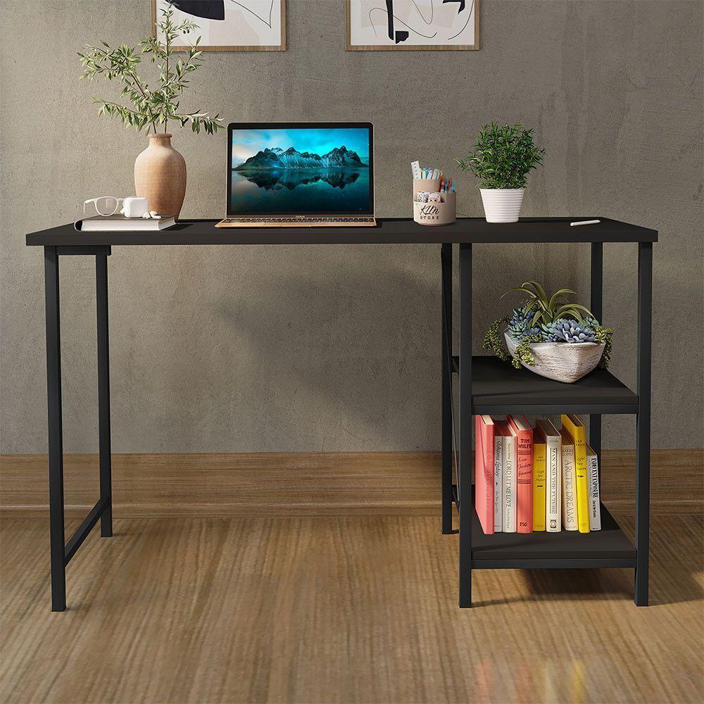 Escrivaninha Mesa Office Estudo Estilo Industrial 110cm Klm Preto/preto