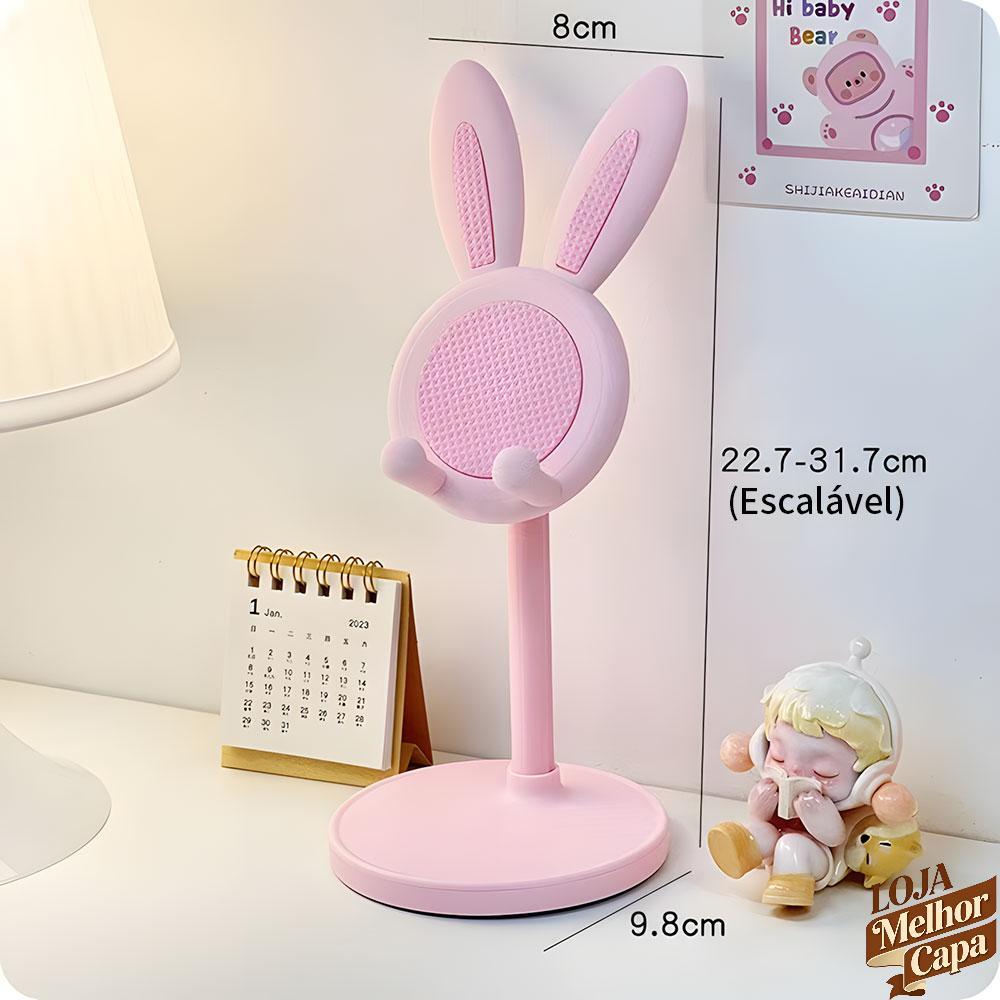 Suporte Para Celular Tablet Mesa Orelha de Coelho Ajustável Fofo