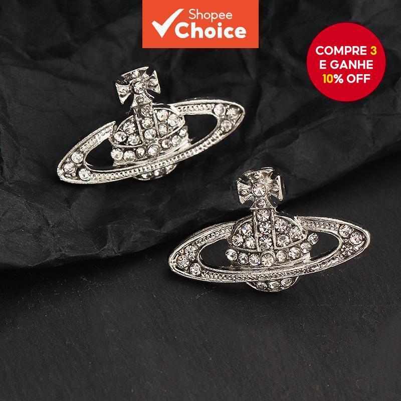 Ins Novos Brincos Planeta Saturno De Cristal De Luxo Para Acessórios Femininos Meninas em Oferta na Shopee