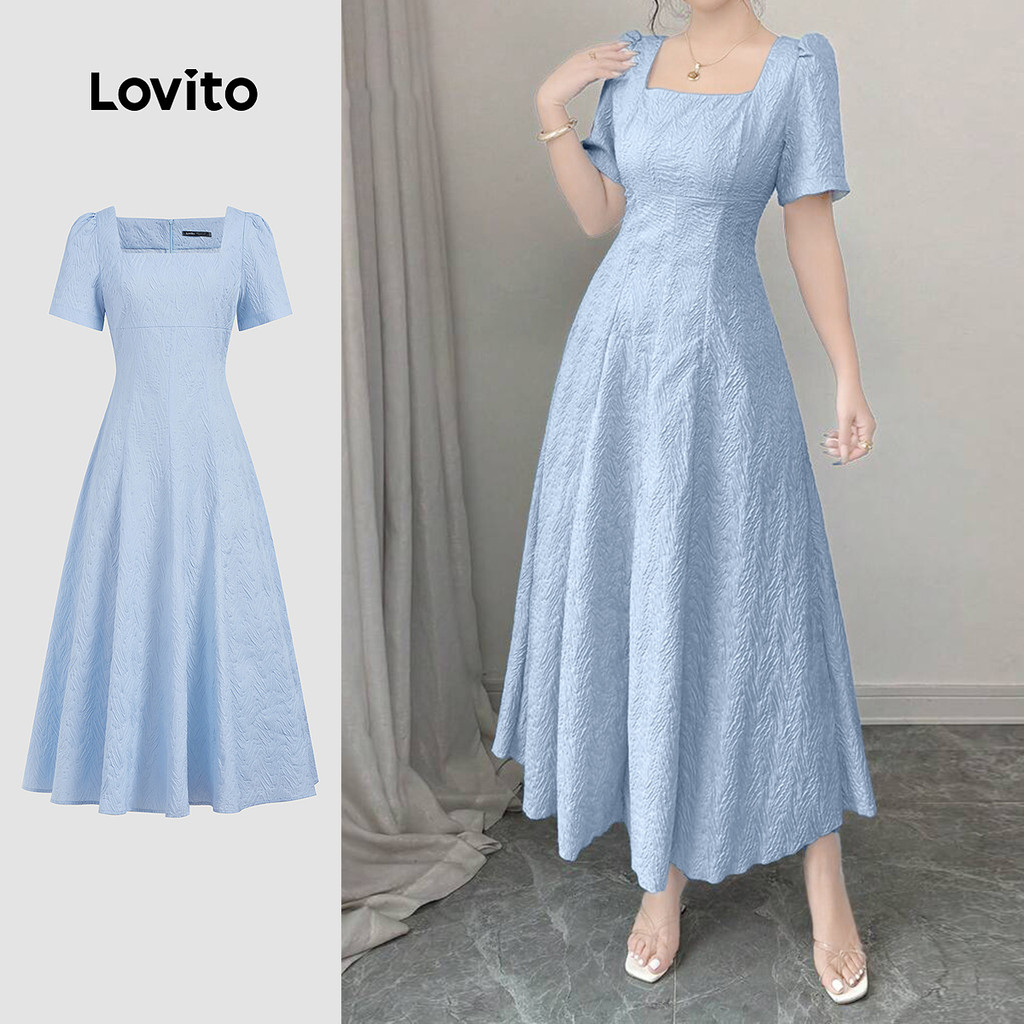 Lovito Vestido Elegante Com Zíper Liso Para Mulheres L132ED279 em Oferta na Shopee