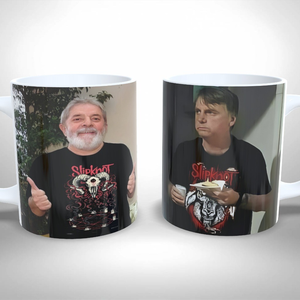 Caneca de Ceramica Personalizada Bolso e Lulinha Metaleiro Slipknot Meme -