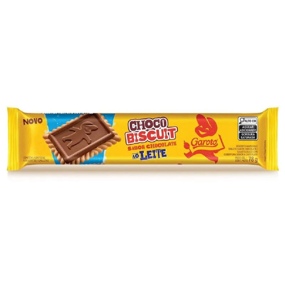 Biscoito Chocobiscuit Garoto Chocolate Ao Leite 78g em Oferta na Shopee