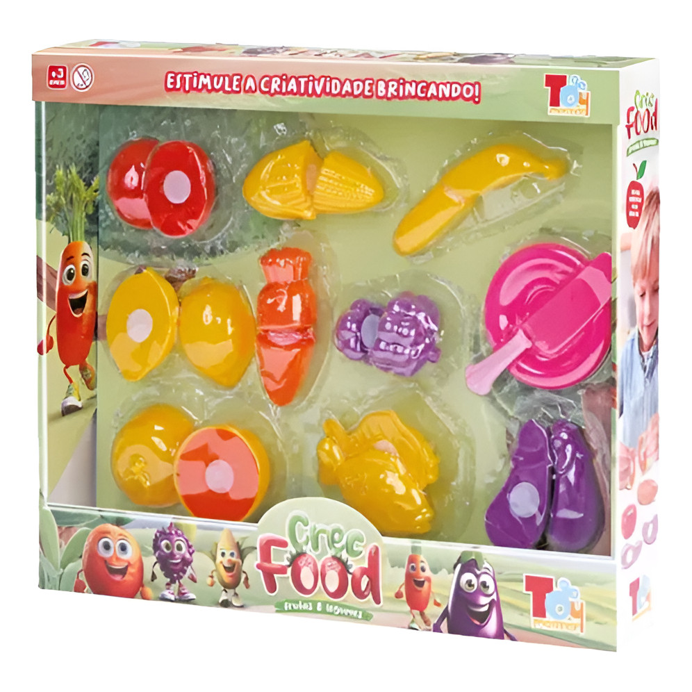 Kit Brinquedo Toymaster Crec Food Frutas E Legumes 12 Peças Plástico Sortida