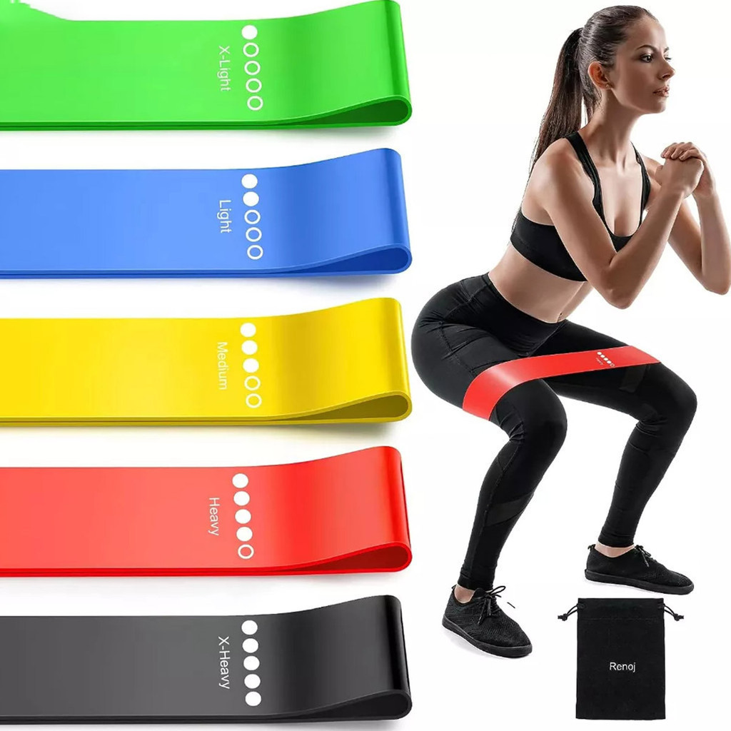 Kit 5 10 15 Faixas Elásticas Para Exercícios Treino Funcional Yoga Resistência