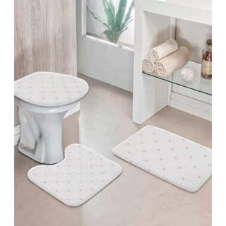 Jogo De Tapetes Para Banheiro Wevans Branco em Oferta na Shopee