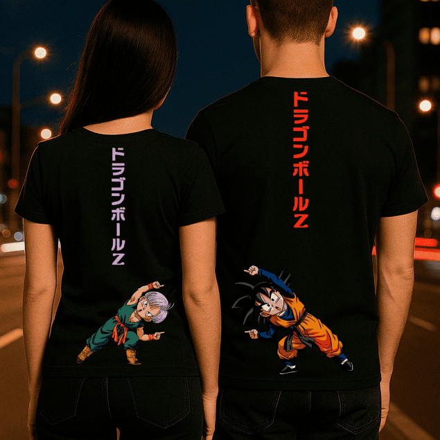 Kit Camiseta Gohan e Goku Camisa Casal Dragon Ball Z,anime 100% Algodão Blusa Fusão