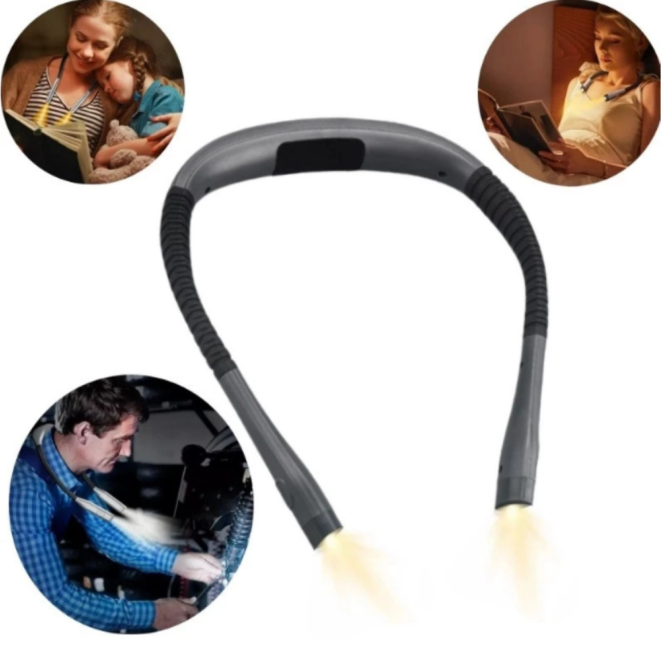 Lanterna Luz Lâmpada Leitura Costura Pescoço USB Recarregável Flexível Longa Duração Portátil USB