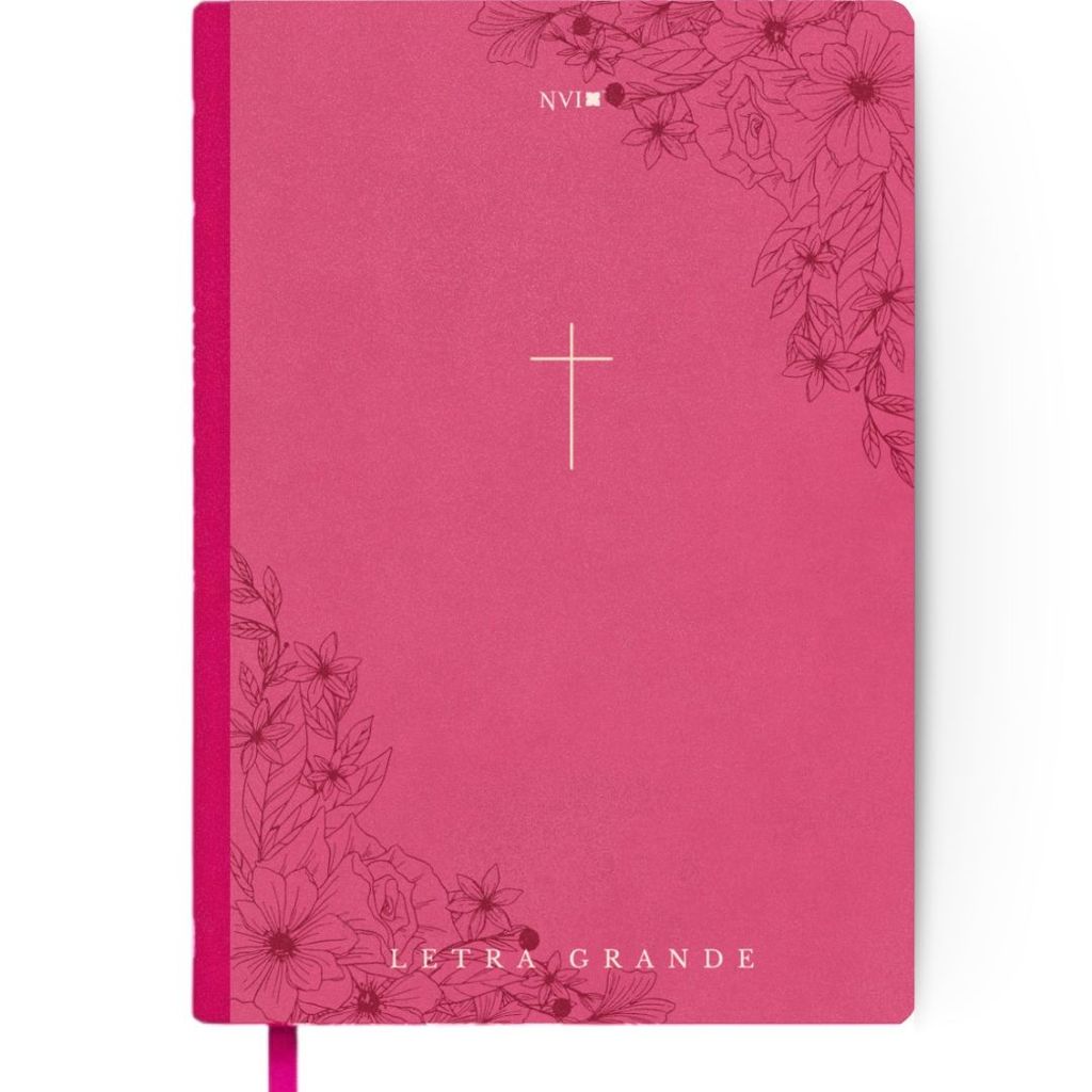 Imagem Bíblia Sagrada | Letra Grande | NVI | Capa Dura | Cruz Rosa