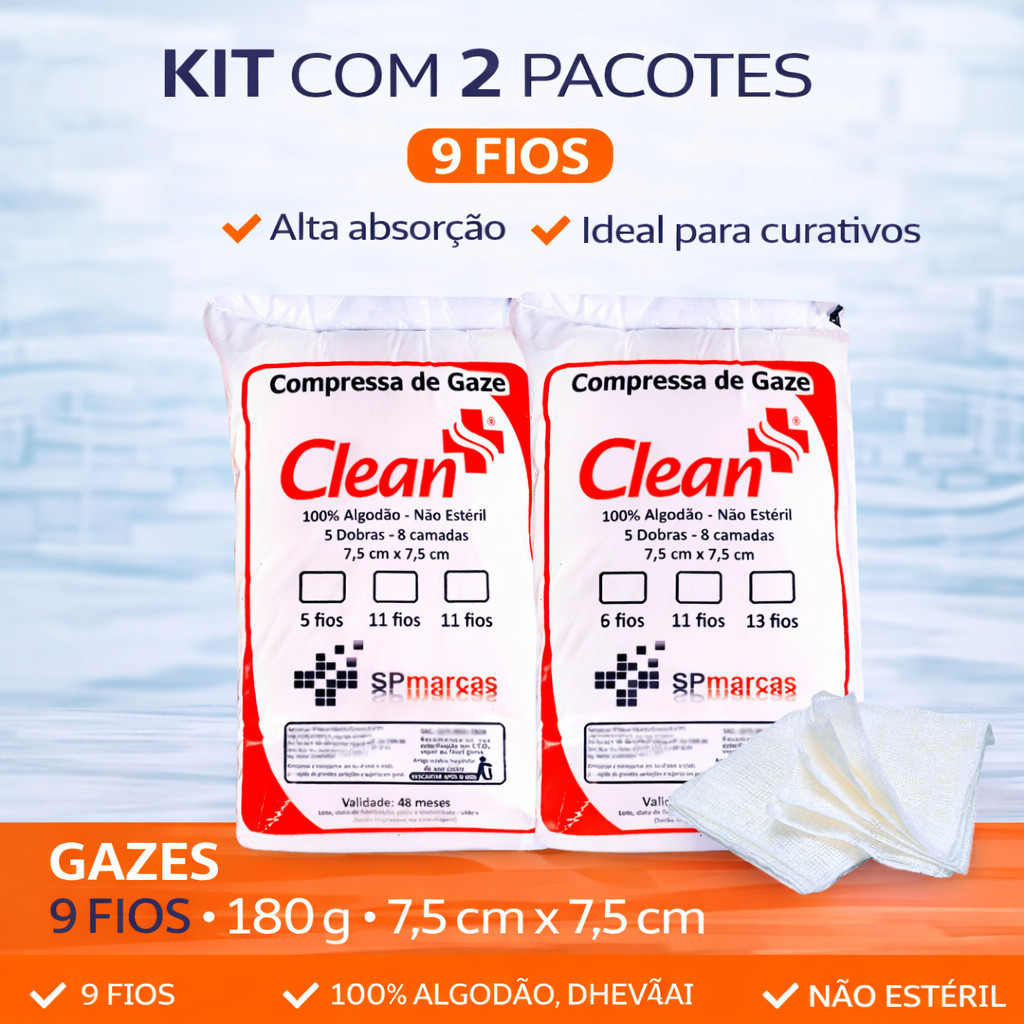 Kit 2x Pacotes Compressa De Gaze 9 Fios Hidrófila Curativo Anvisa Descartavel - Promoção em Oferta na Shopee