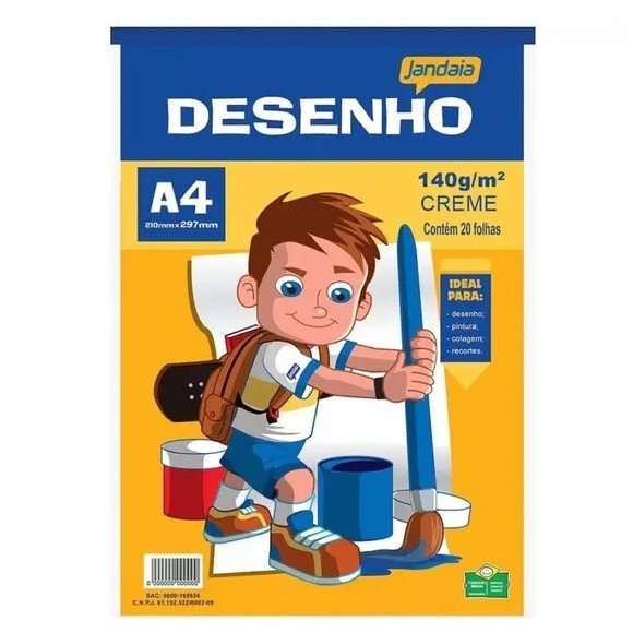 Bloco para Desenho A4 Creme 140g Jandaia 20 Folhas