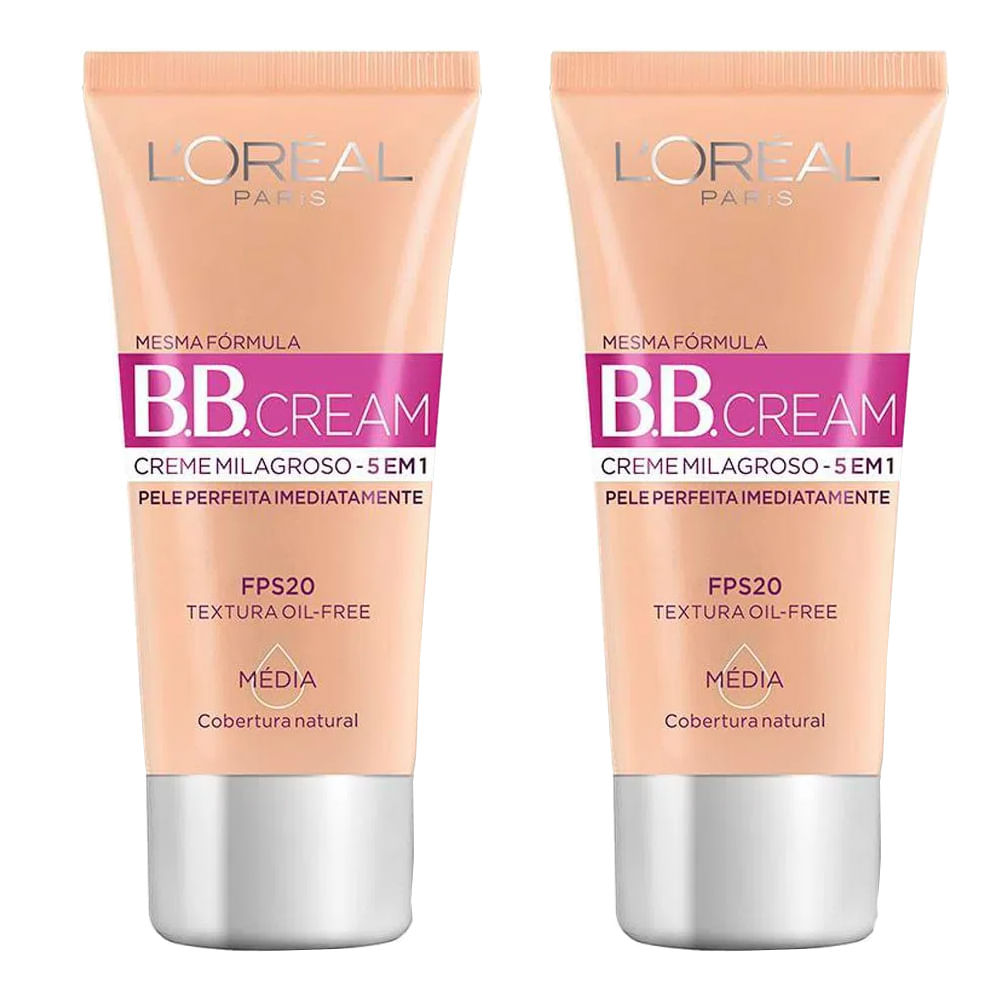 Kit 2 BB Cream L'Oréal Paris Dermo Expertise Média FPS20 30ml em Oferta na Shopee