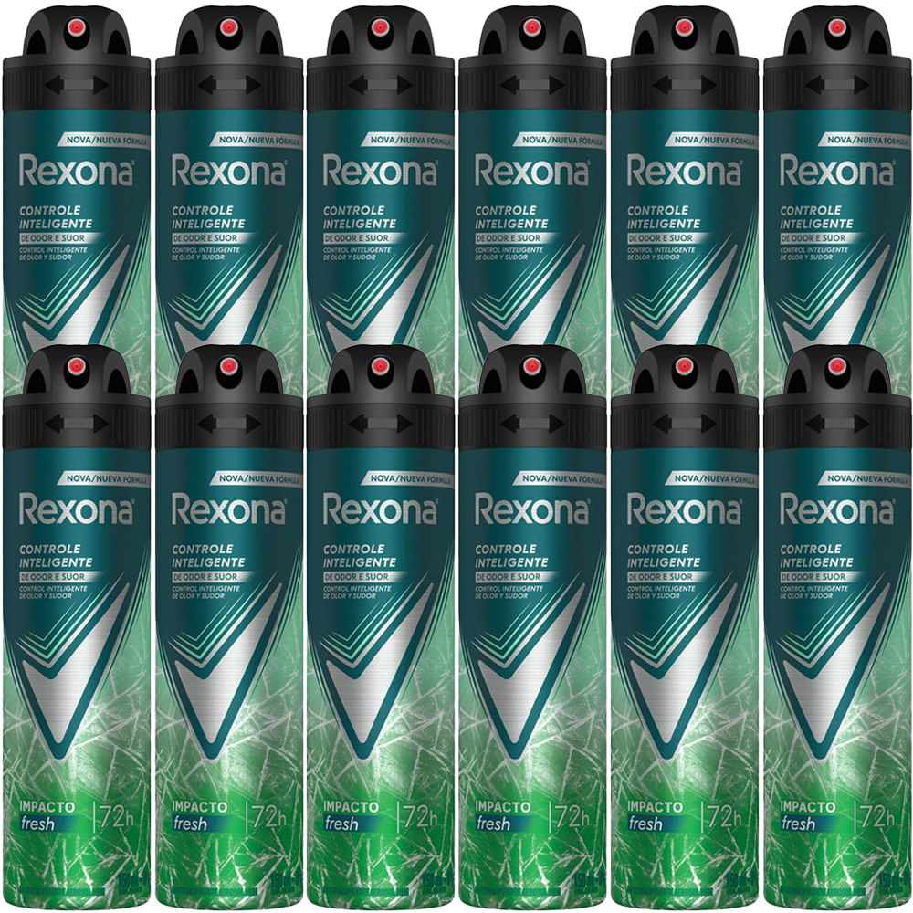 Kit Desodorante Aerosol Rexona Men Impacto 150ml - 12 Unidades em Oferta na Shopee