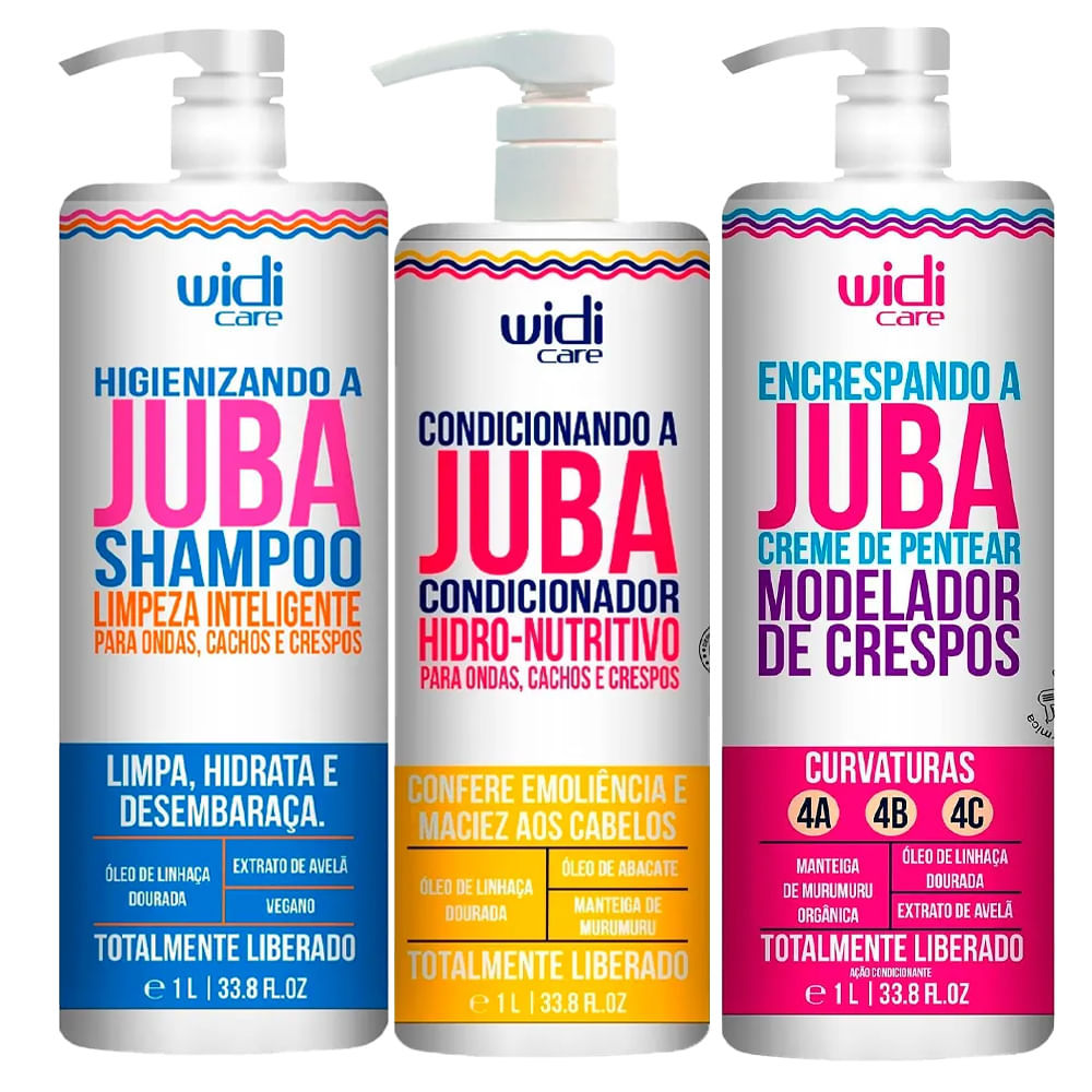 Kit Shampoo + Condicionador + Creme De Pentear Widi Care Encrespando a Juba 1L