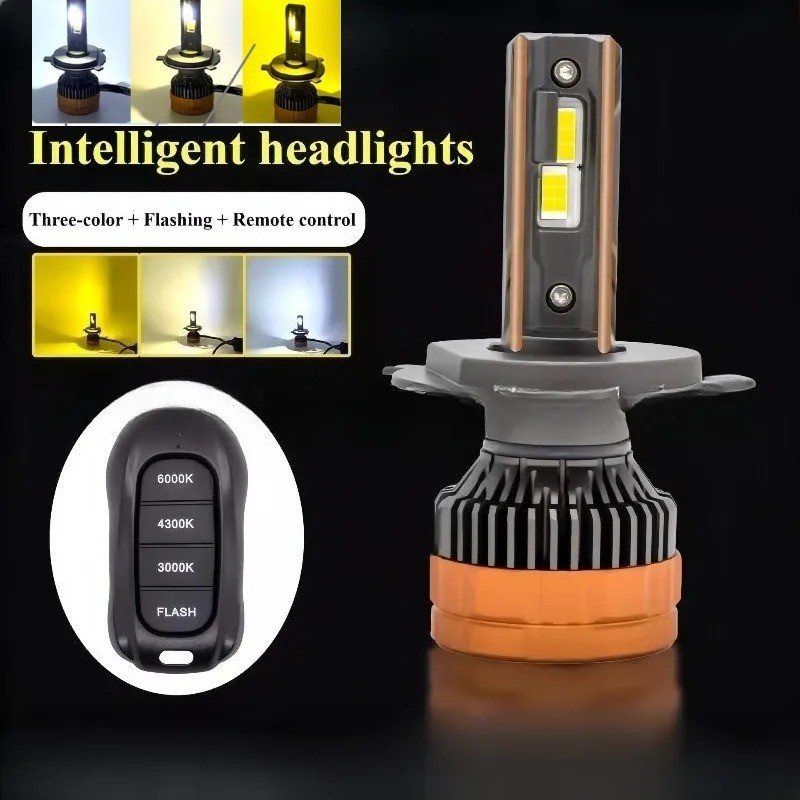 H11 Tricolor Controle Remoto LED Faróis H4 H1 H7 H11 HB3 9005 HB4 9006 6500K 4300K 3000K Para De Carro Luzes
