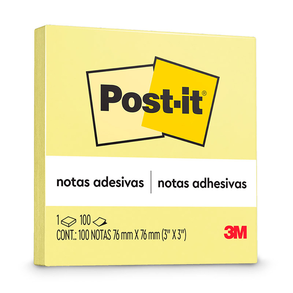 Bloco de notas super adesivas Post-it amarelo 76x76mm 100 folhas 3M