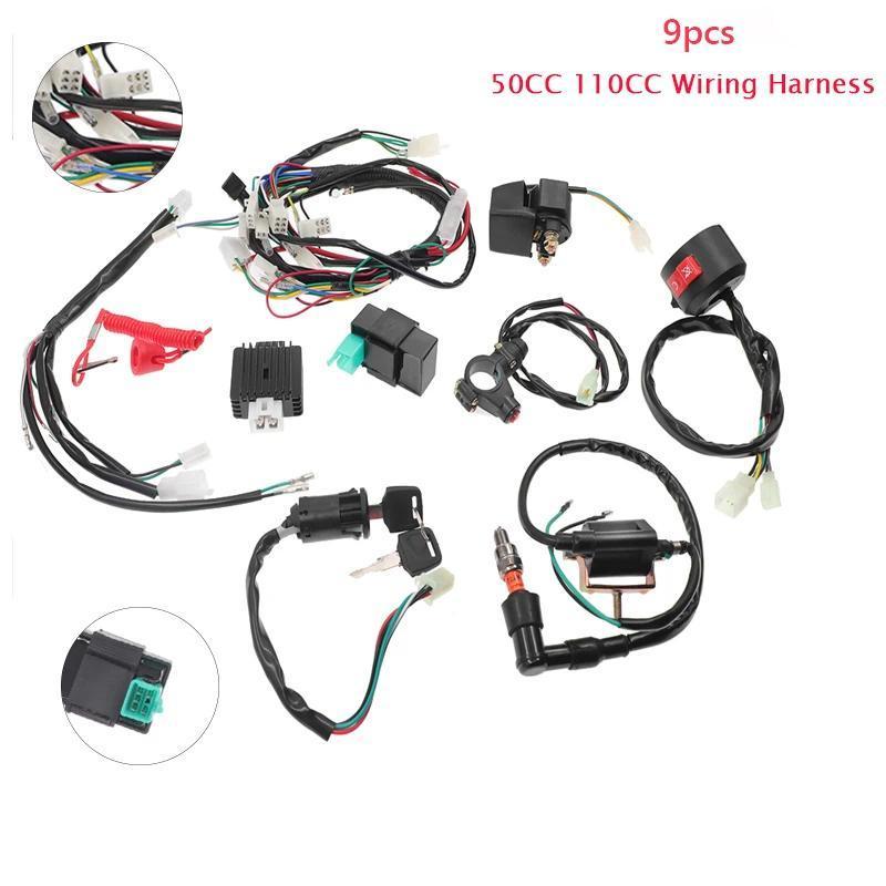 1 Conjunto Completo De Cablagem Elétrica Para Motocicleta ATV Quad Pit Bike Buggy Go Kart 50CC 70CC 90CC 110CC Alta Qual