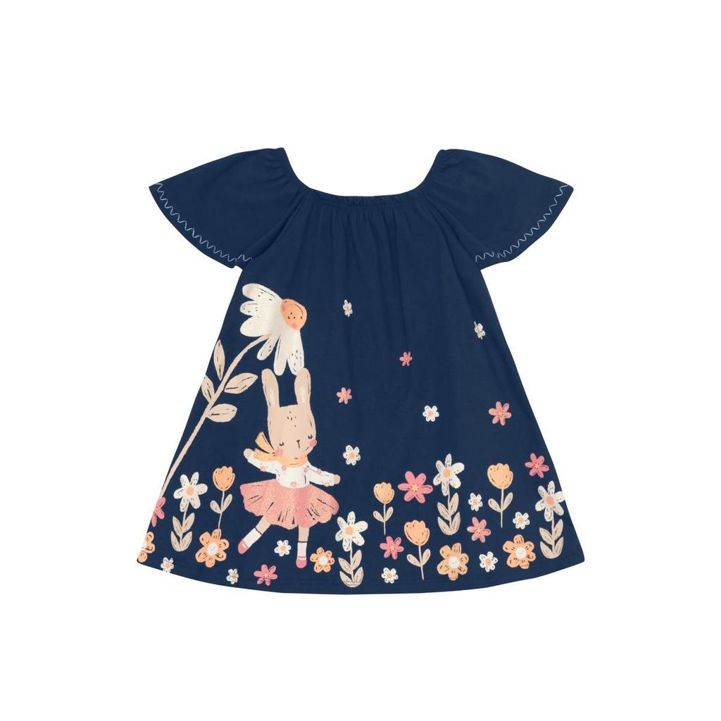Vestido infantil menina de coelhinho com glitter Brandili em Oferta na Shopee