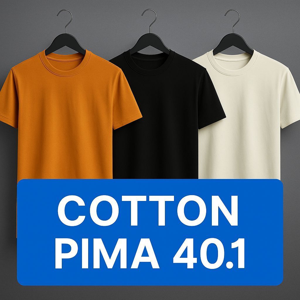 KIT 3 Camiseta Malha Peruana Pima Cotton Algodão 40.1 Conforto & Durabilidade Com Elastano Plus Size