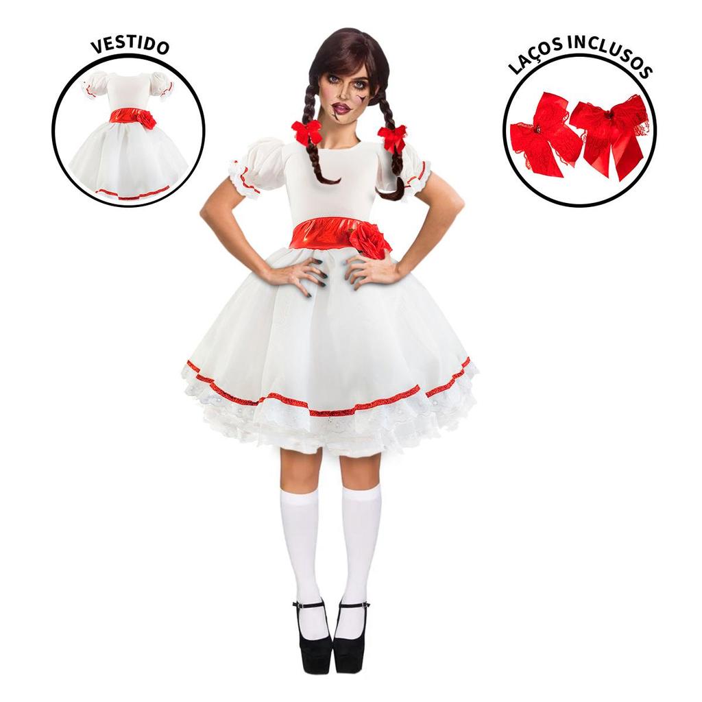 Fantasia Annabelle Adulta de Luxo de Halloween em Oferta na Shopee