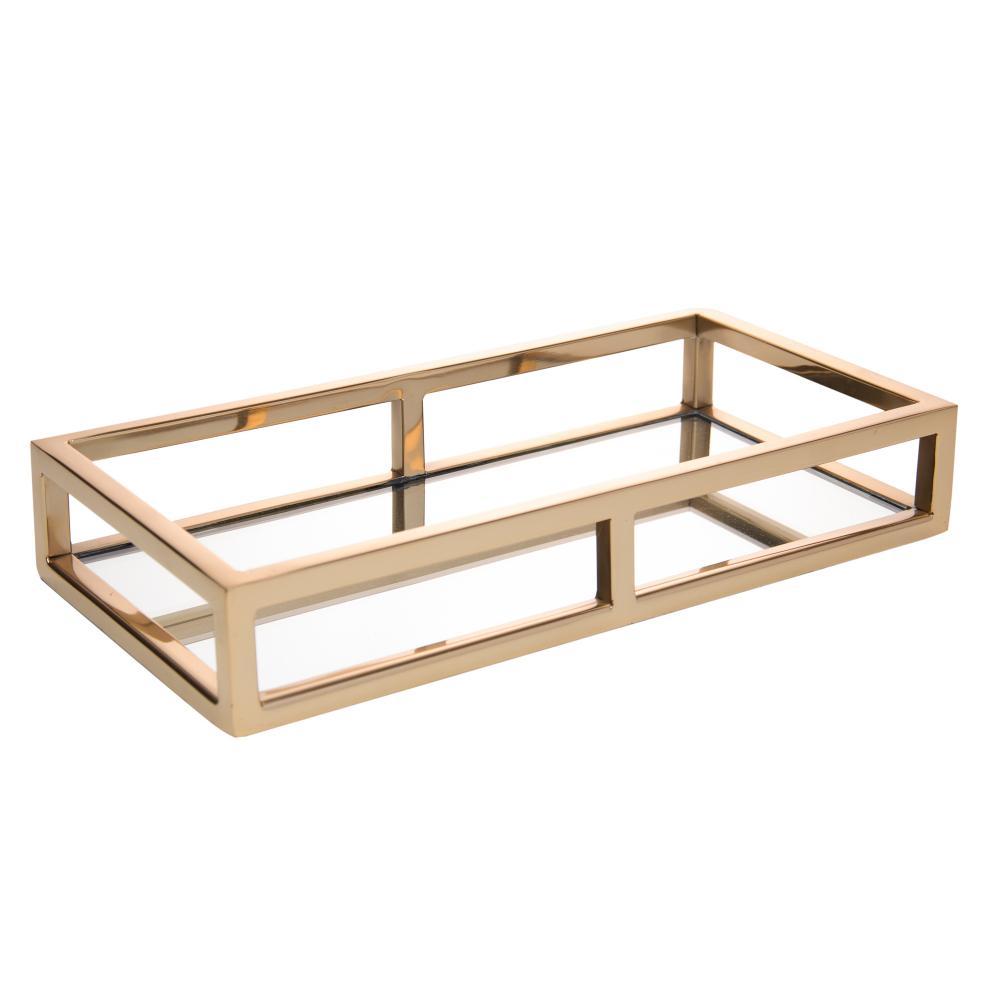 Bandeja com Espelho Wolff de Aço Inox Dourada 30cm x 15cm em Oferta na Shopee