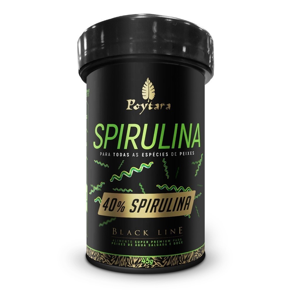 Ração Poytara Spirulina 40% Black Line 45g Sem Corantes