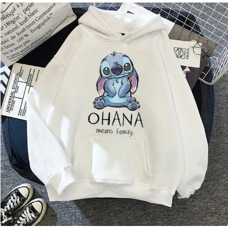 Blusa Moletom Canguru Frio Inverno Feminino Unissex Ohana Lilo Stitch My Família  Casual