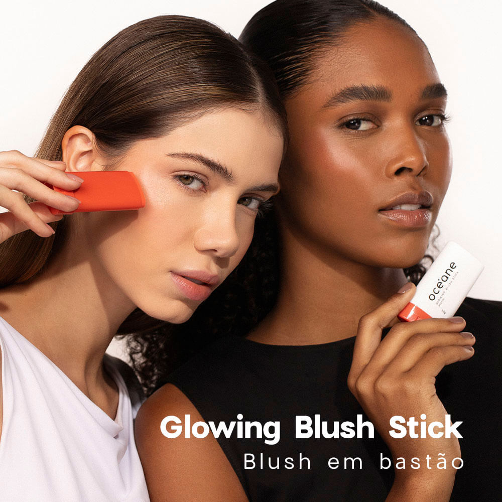 Kit Blush em Bastão Laranja + Sombra Líquida Quartzo Océane Limited (2 Produtos) em Oferta na Shopee
