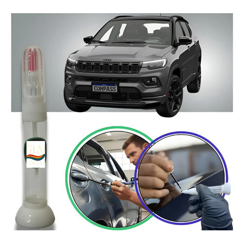 Caneta Micro Pintura Retoque Jeep Compass Pronta Para Uso Sting Gray Jeep