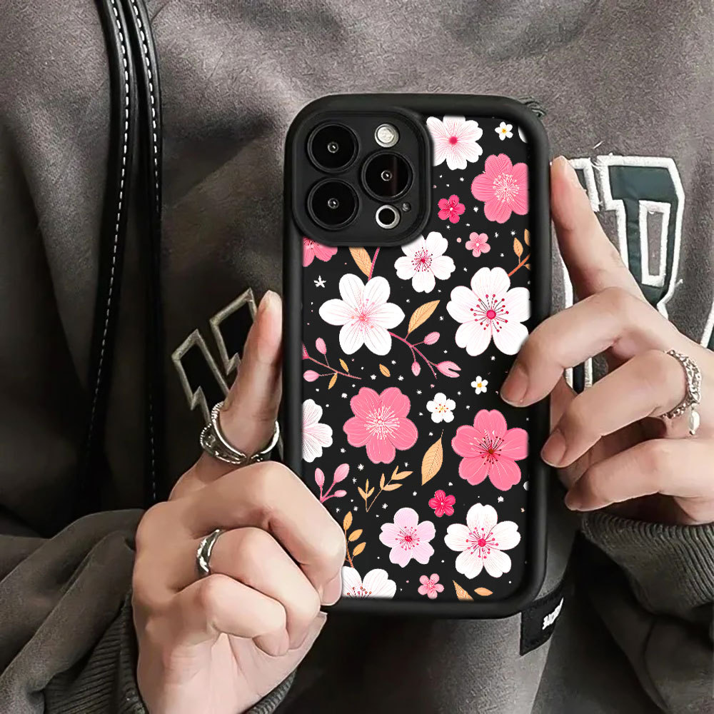 Capa De Flor De Pêssego Capinha Para Samsung Galaxy A06 A07 A05S A12 A13 A14 A15 A16 A17 A23 A32 A34 A36 4G Silicone Ant