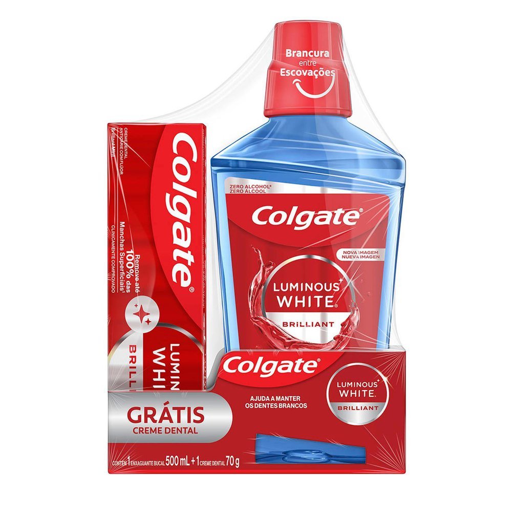 Solução Bucal Colgate Luminous White Brilliant Sem Álcool 500ml e Ganhe 1 Creme Dental  70g em Oferta na Shopee
